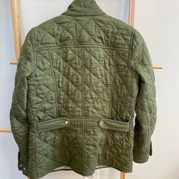 J. Crew Short Quilted Green Jacket Coat - Picture 3 of 10